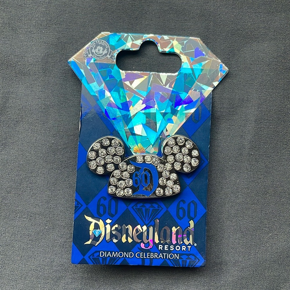 DLR 60th Diamond Celebration Rhinestone Mickey Ears Hat Pin